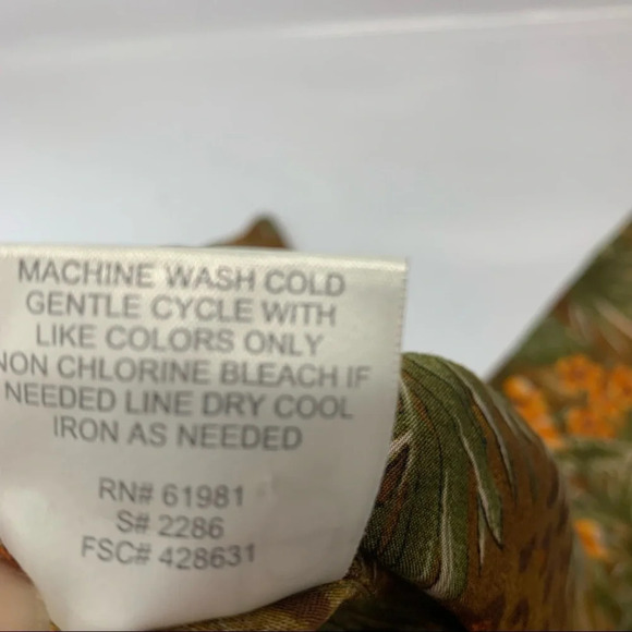 Vintage Blouse Top Woman 1X Floral Leaf Print 3/4 Sleeve Button Front Office - Picture 9 of 11